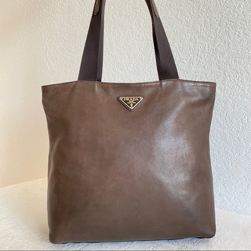 Prada brown leather tote
